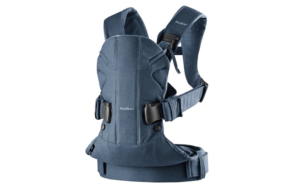 BABYBJORN Baby Carrier One, Cotton In Classic Denim/Midnight Blue