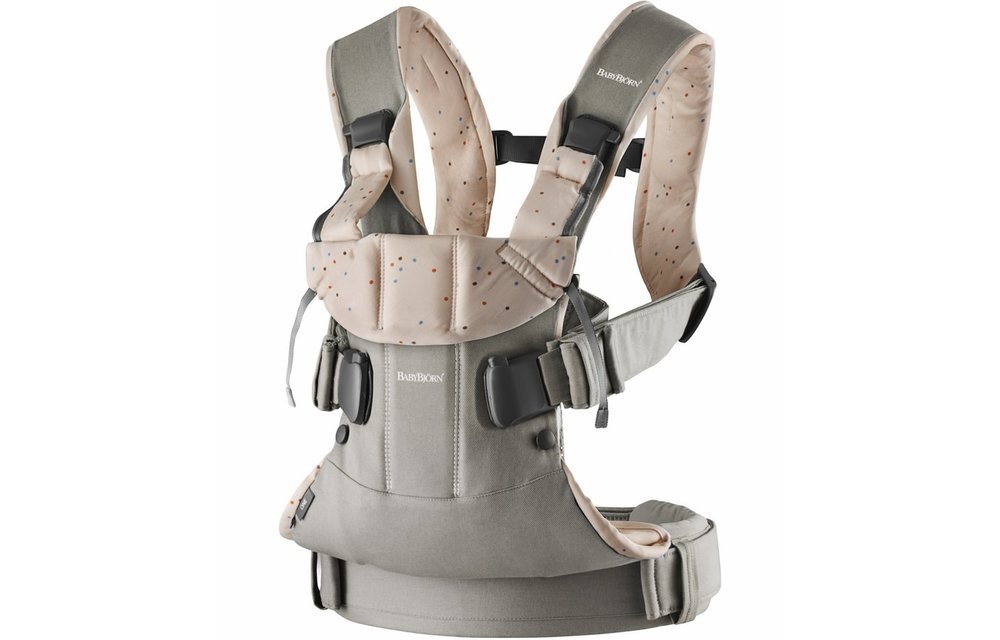 BABYBJORN Baby Carrier One, Cotton In Classic Grey/ Pink Sprinkles (OTO)