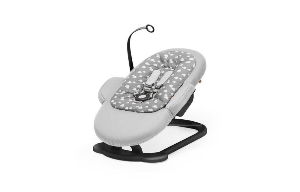 Stokke Steps Bouncer In Grey Clouds With Black Plastic