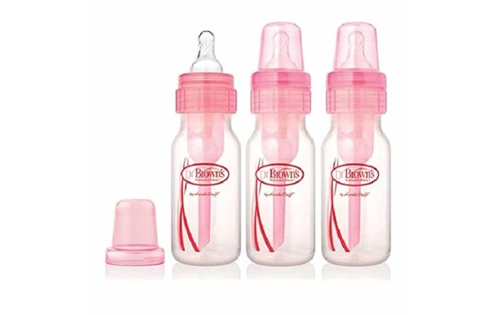Dr. Brown's 4 oz/120 ml PP Options Narrow Bottle Pink Print & Components, 3-Pack