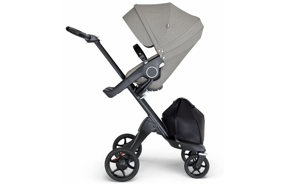 Stokke Xplory Black Chassis -Stroller Seat Brushed Grey and Black Handle