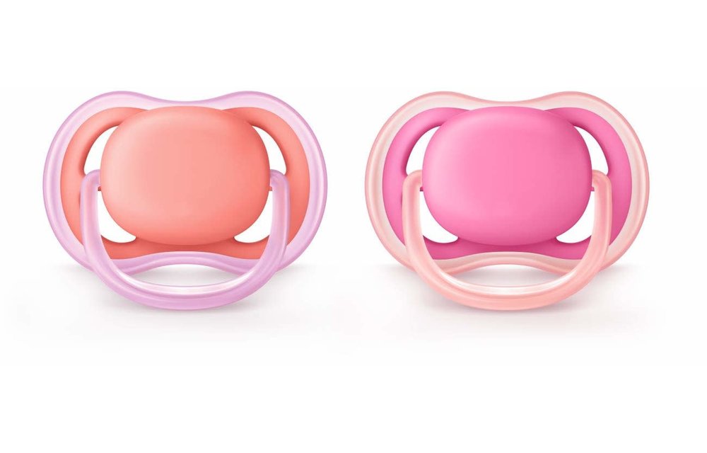 Philips Avent Ultra Air Pacifier 6-18 Month Pink Peach 2 Pk