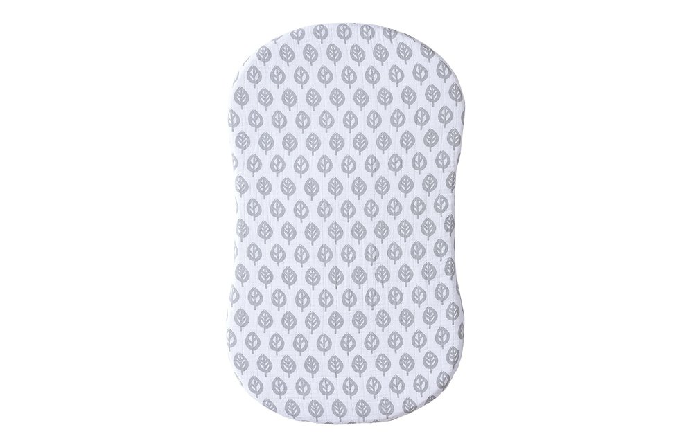 Halo Bassinet Fitted Sheet In Gray Leaf