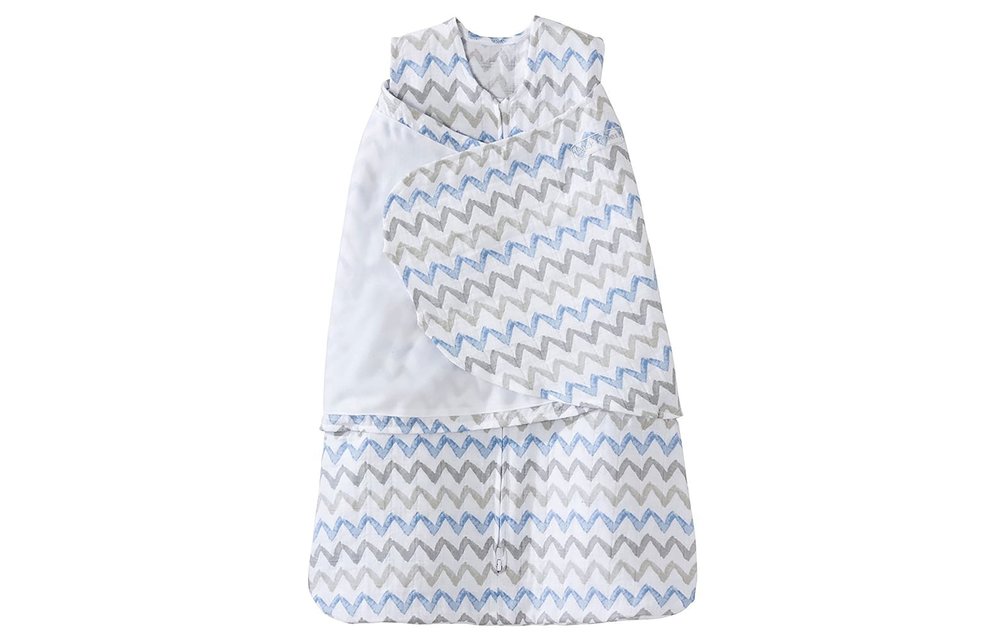 HALO SleepSack Swaddle Cotton Muslin Blue/Gray Chevron Small