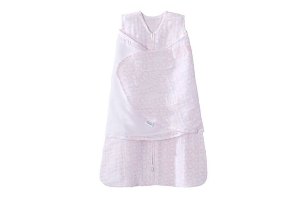 HALO SleepSack Swaddle Small, 100% cotton muslin, Circles Pink