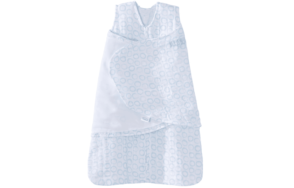 HALO SleepSack Swaddle Small, 100% cotton muslin, Circles Turquoise