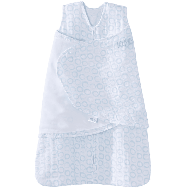 HALO SleepSack Swaddle Small, 100% cotton muslin, Circles Turquoise