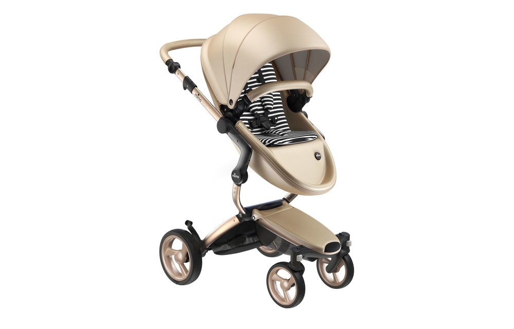 Mima Kids Xari stroller Gold Chassis Gold Seat Black & White Starter Pack
