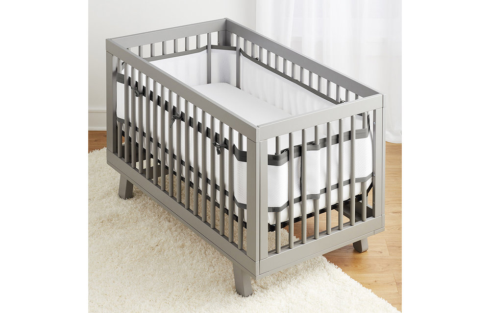 BreathableBaby Deluxe Mesh Liner - White w/Charcoal Linen