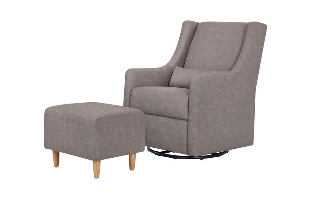 Baby Letto Toco Swivel Glider With Ottoman In Grey Tweed