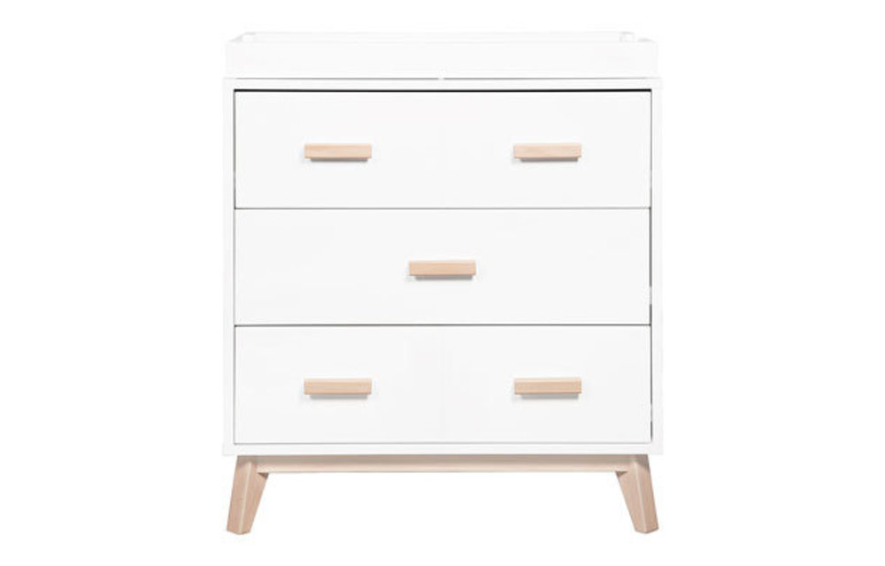 Baby Letto Scoot Dresser With Changer Tray In White-Washed Natural Finish