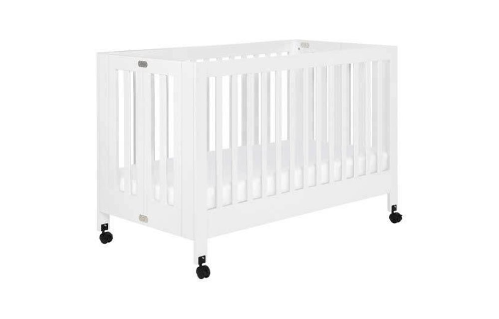 Baby Letto Maki Full Folding Crib In White With Toddler Bed