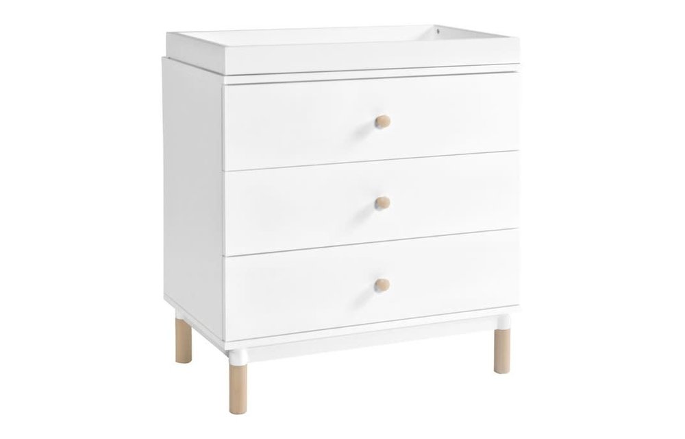 Baby Letto Gelato 3 Drawer Changer Dresser With White Feet In White-Washed Natural