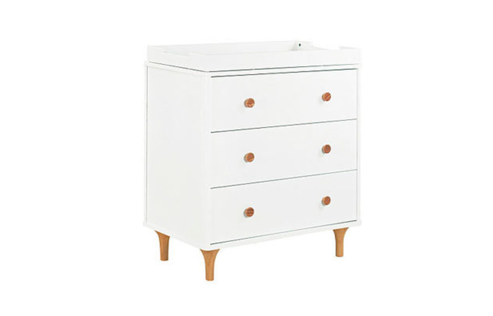 Baby Letto Lolly 3 Drawer Changer In White-Natural (No Pad Included)