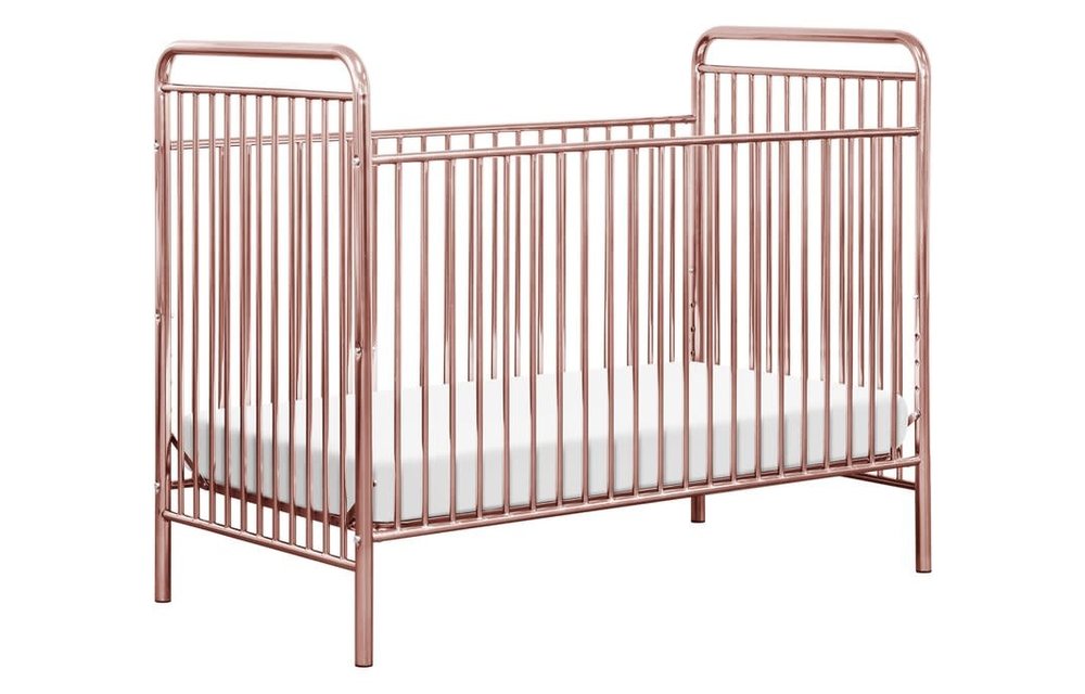 Baby Letto Jubilee 3-in-1 Convertible Metal Crib in Pink Chrome