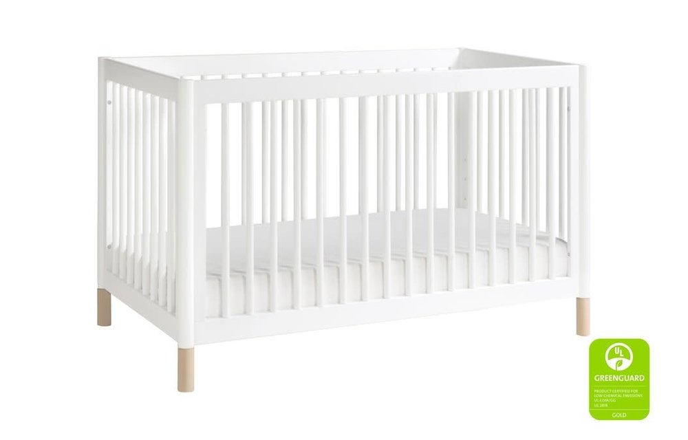 Baby Letto Gelato 4-in-1 Convertible Crib with Toddler Bed Kit In White-Washed Natural