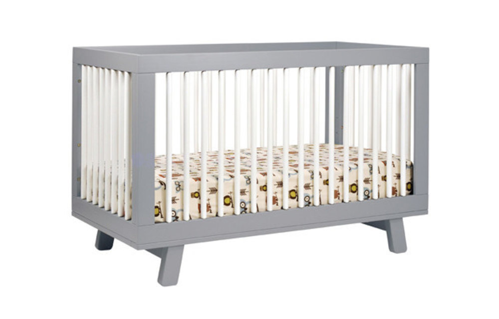 Baby Letto Hudson 3 In 1 Convertible Crib With Toddler Rail In Grey With White