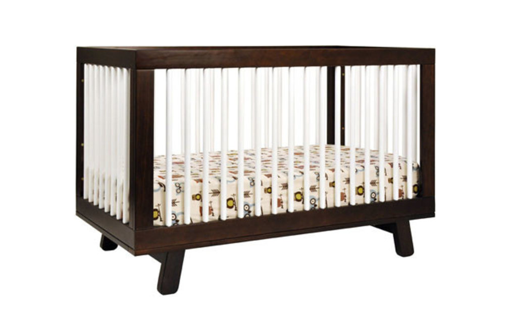 Baby Letto Hudson 3 In 1 Convertible Crib With Toddler Rail In White-Espresso
