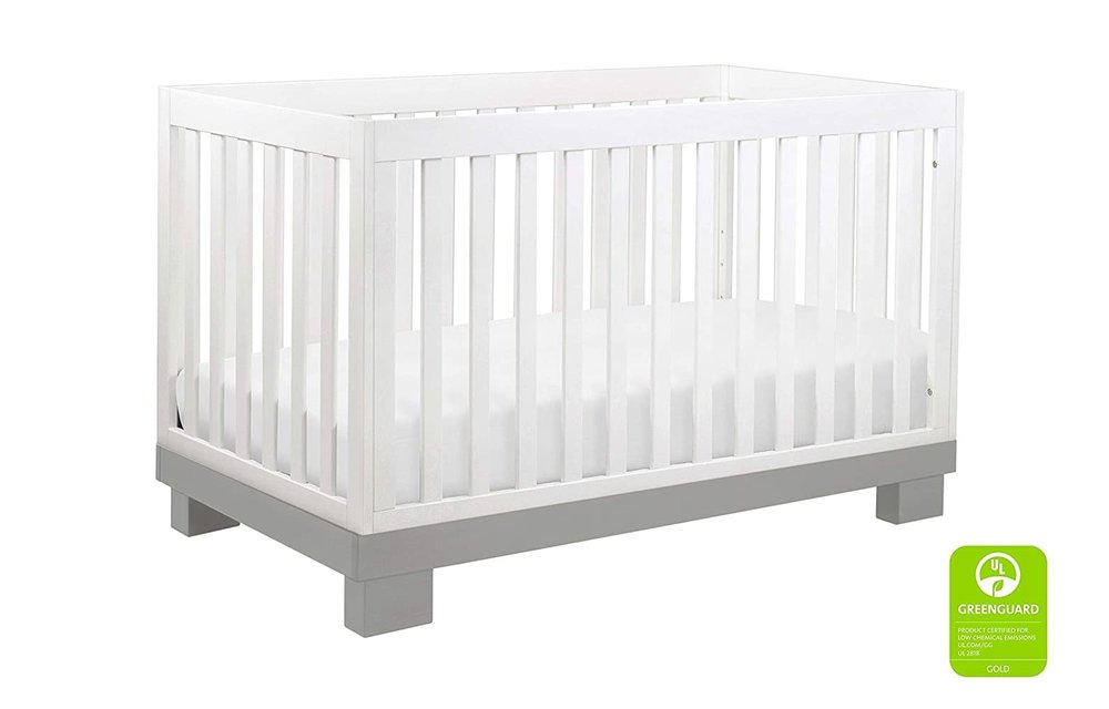 Baby Letto Modo 3 In 1 Convertible Crib With Toddler Rail In Gray-White