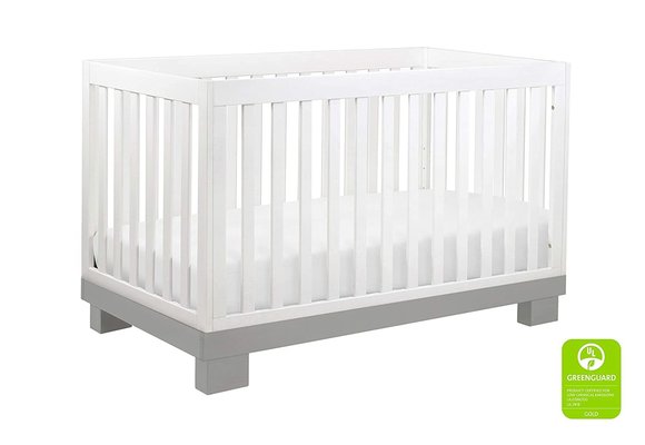 Baby Letto Modo 3 In 1 Convertible Crib With Toddler Rail In Gray-White