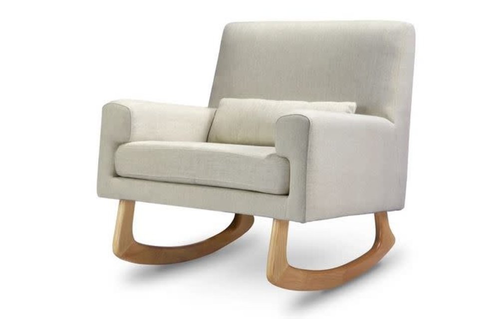 Nursery Works Sleepytime Rocker In Oatmeal Linen With Light Legs