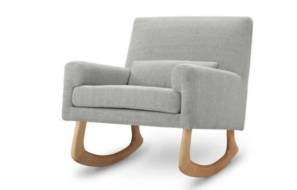 Nursery Works Sleepytime Rocker In Light Grey Weave With Light Legs