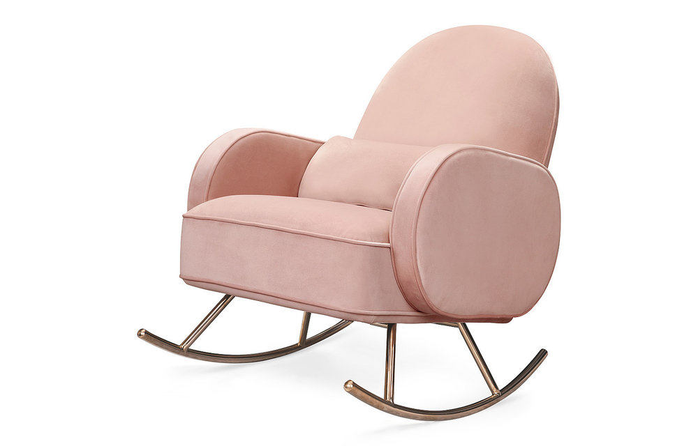 Nursery Works Compass Rocker in Blush Pink Velvet With Rose Gold Legs