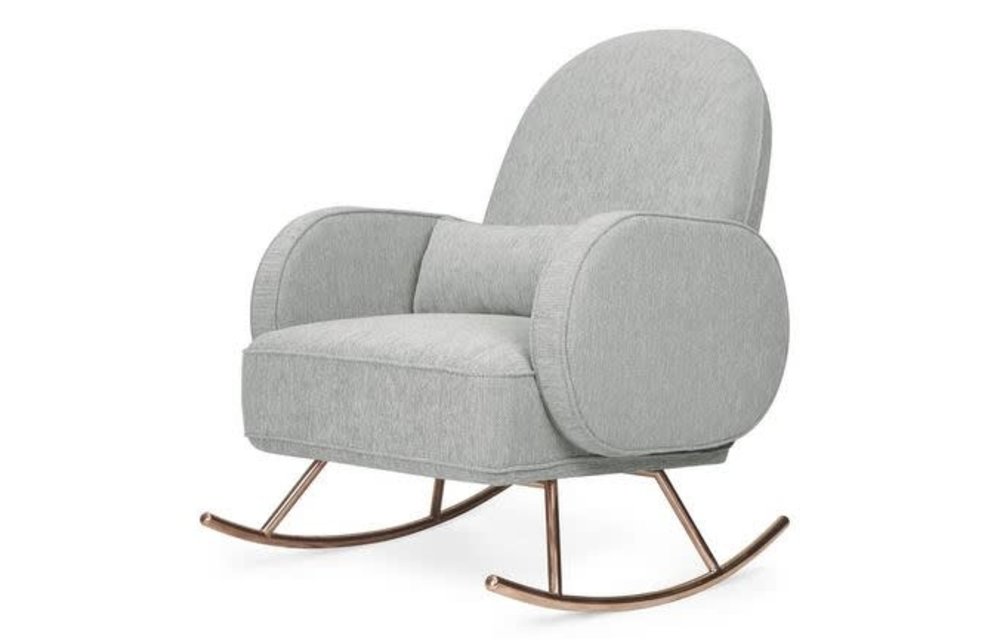 Nursery Works Compass Rocker in Light Grey Weave With Rose Gold Legs