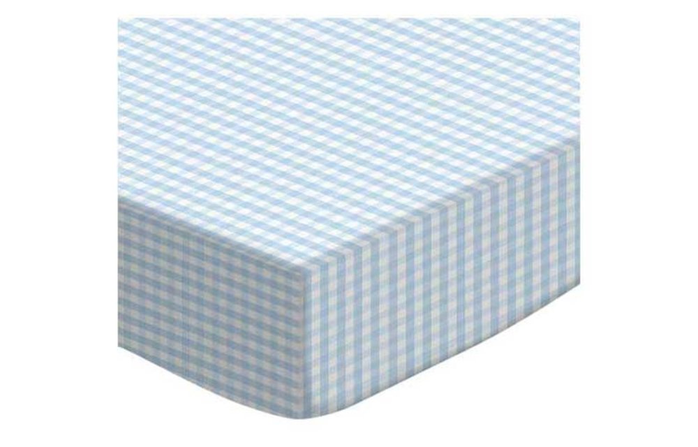 Royal Mark Crib Sheets 100% Cotton In Blue Gingham