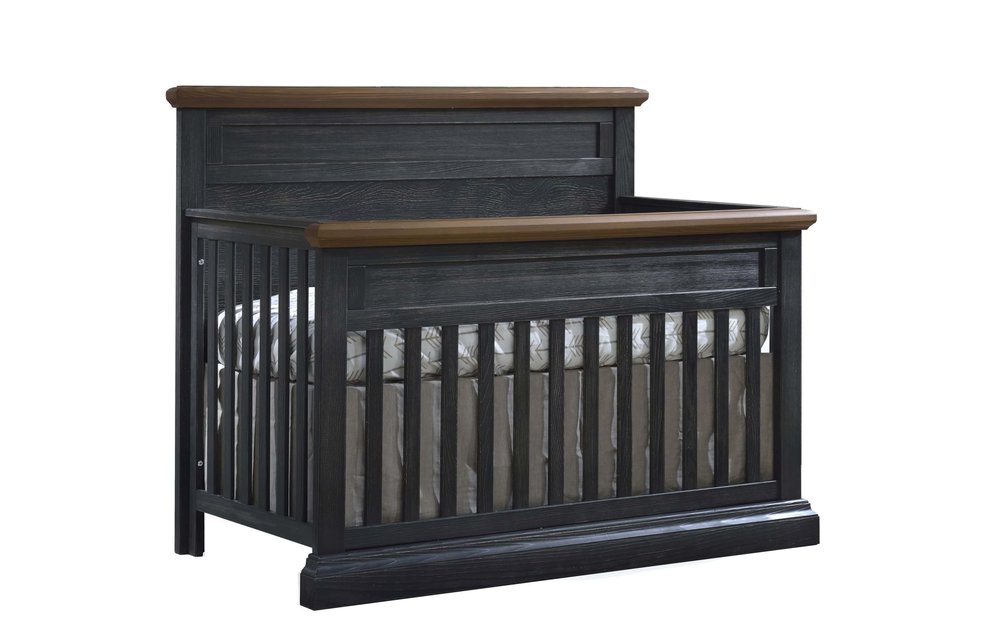 Natart Cortina 4-in-1 Convertible Crib (w/out rails) Black Chalet -Cognac
