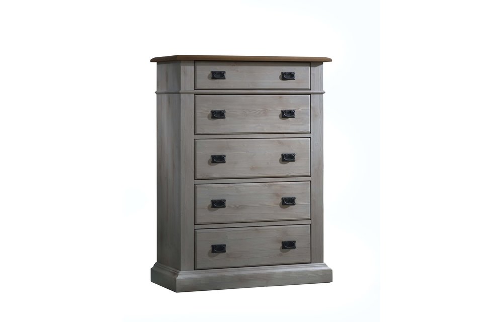 Natart Cortina 5 Drawer Dresser In Grey Chalet-Cognac