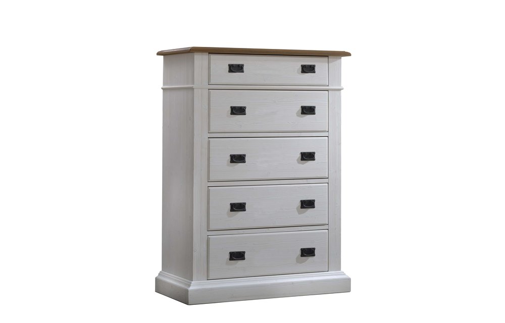 Natart Cortina 5 Drawer Dresser In White Chalet-Cognac