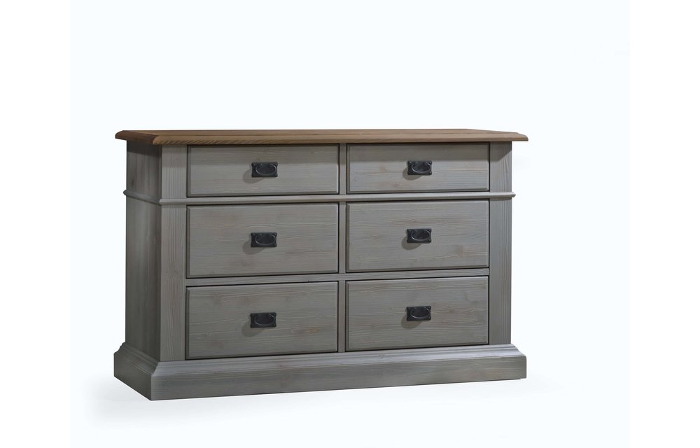 Natart Cortina Double Dresser In Grey Chalet-Cognac