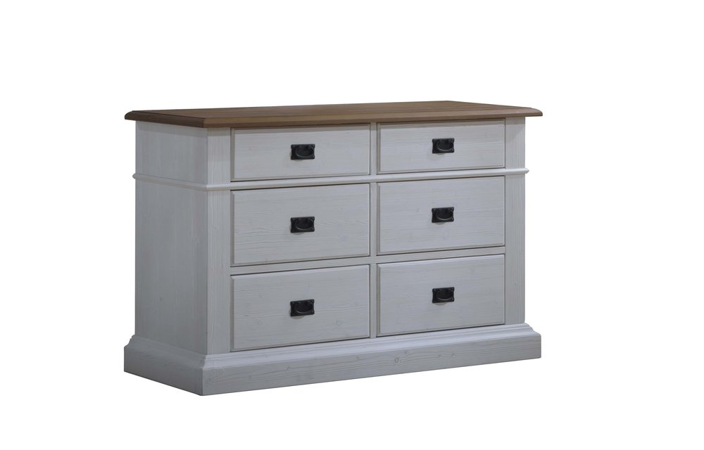 Natart Cortina Double Dresser In White Chalet-Cognac