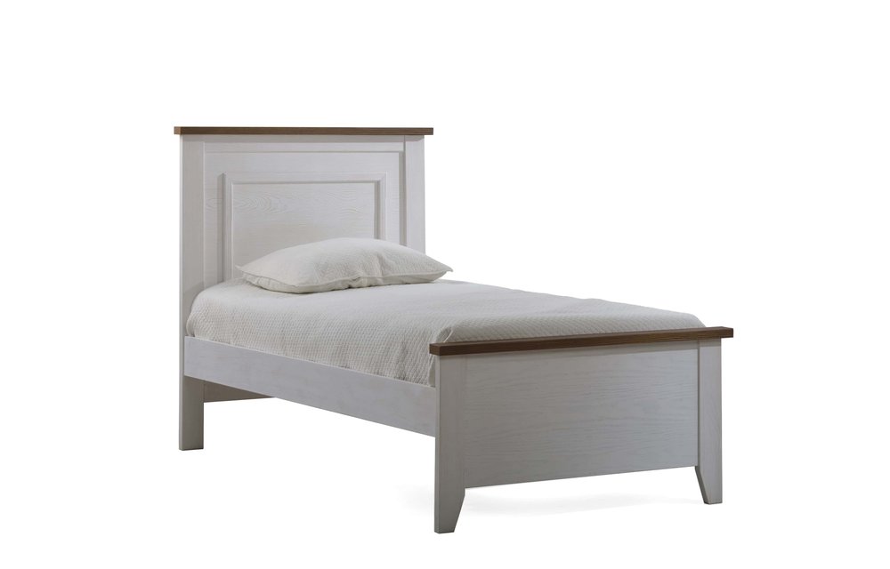 Natart Cortina Twin Bed 39 (w/rails) In White Chalet-Cognac