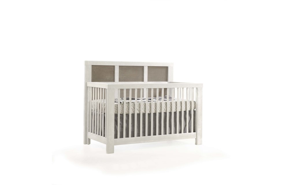 Natart Rustico-Moderno 4-in-1 Convertible Crib with Wood Panel (w/out rails) In White-Owl