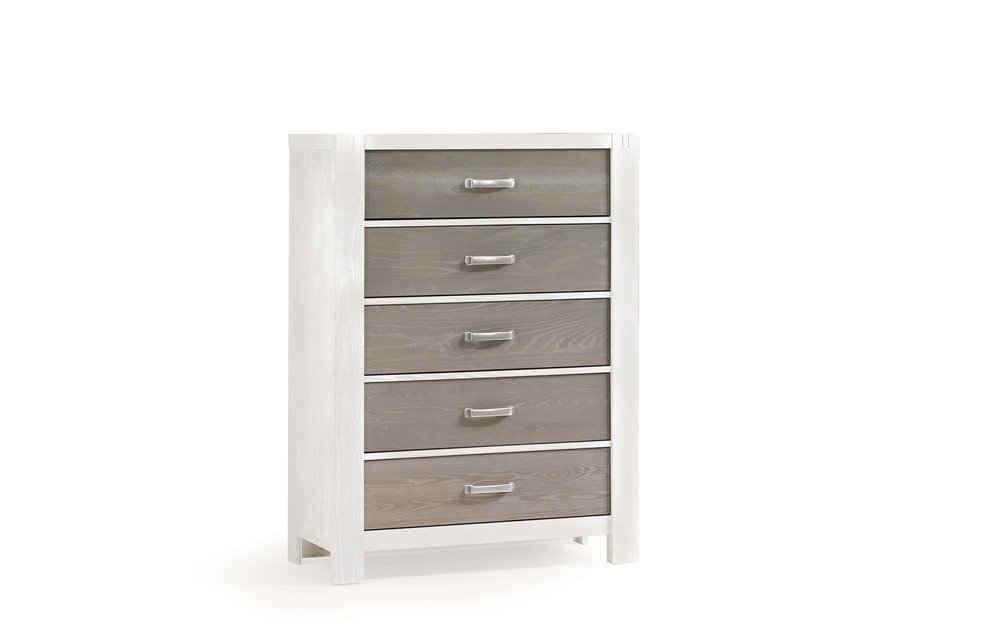 Natart Rustico-Moderno 5 Drawer Dresser In White-Owl