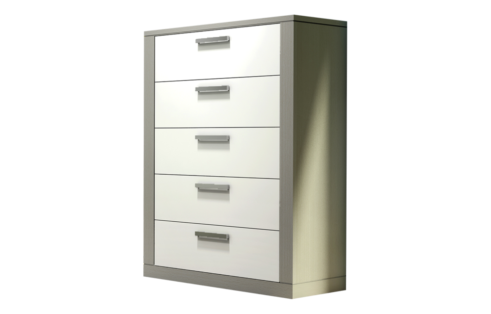 Nest Juvenile Milano 5 Drawer Dresser In Elephant Grey-White