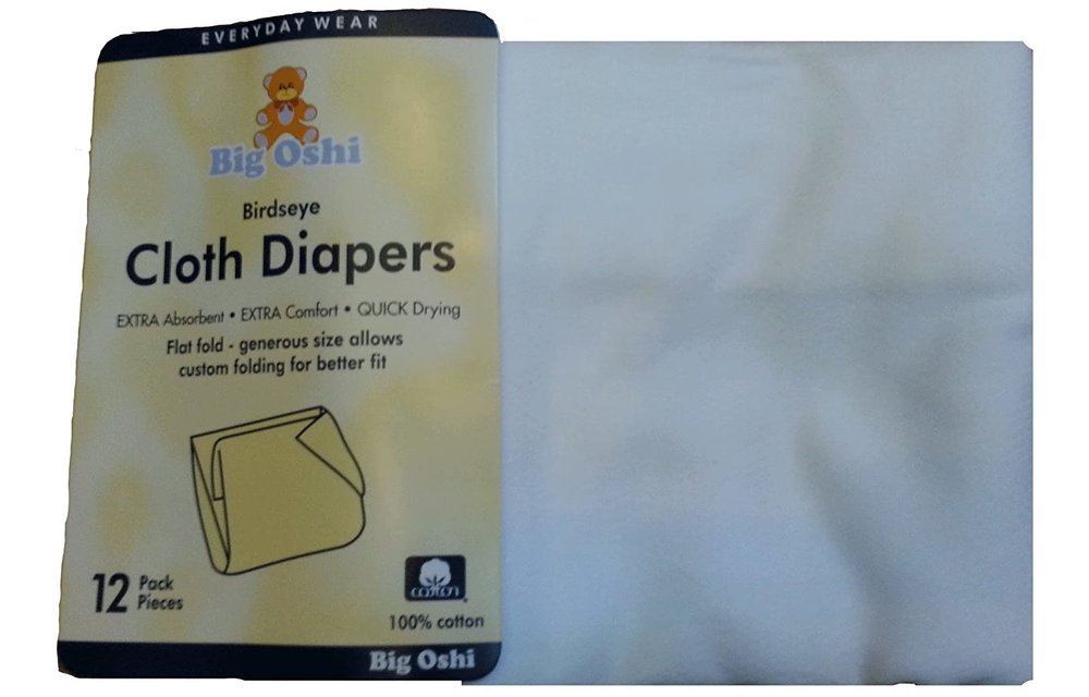 Big Oshi 12 Pk Cloth Diapers Wash Cloth 100% Cotton