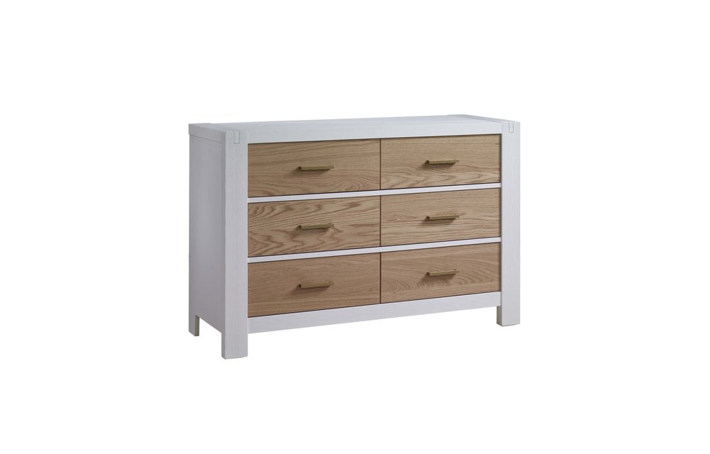 Natart Rustico-Moderno Double Dresser In White- Natural Oak
