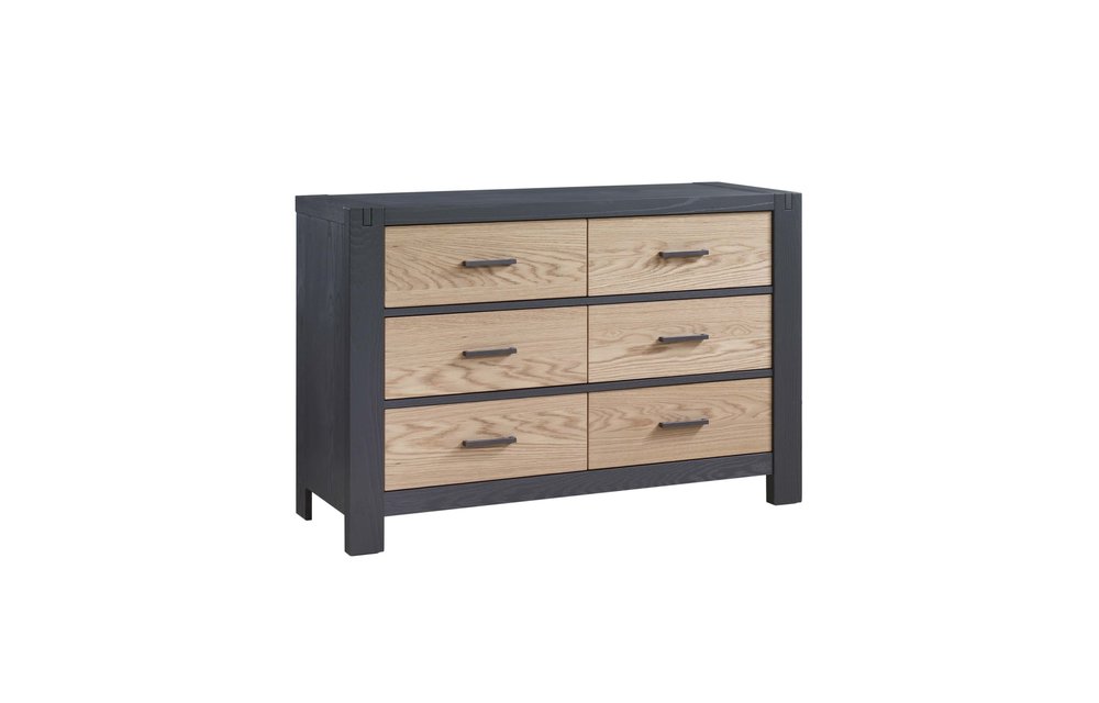 Natart Rustico-Moderno Double Dresser In Grigio- Natural Oak