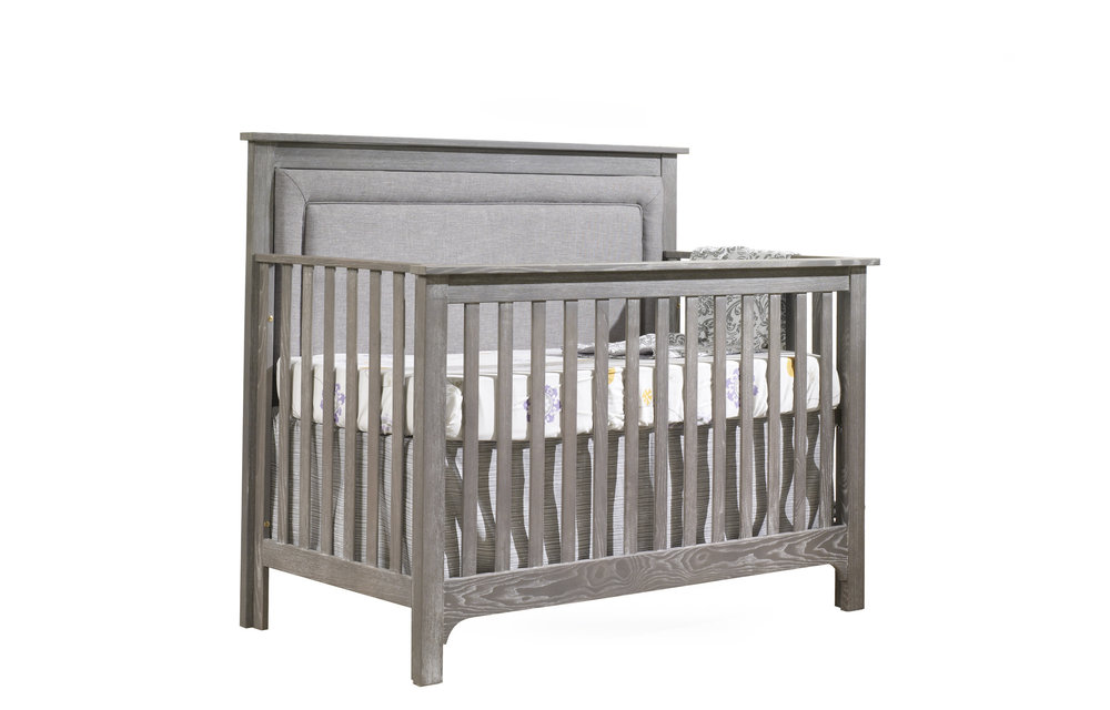 Nest Juvenile Emerson Crib In Owl With Upholstered Panel In Fog
