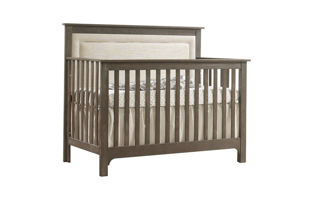 Nest Juvenile Emerson Crib In Sugarcane With Upholstered Panel In Talc