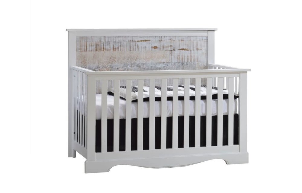 CLOSEOUT!! Nest Juvenile Matisse Collection Convertible Crib In White/White Bark