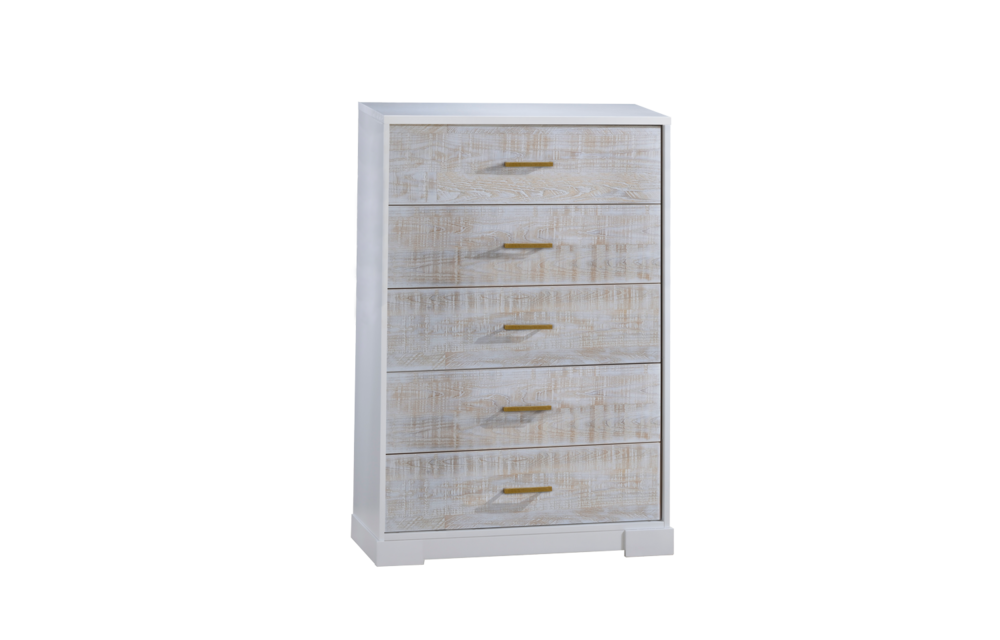 Nest Juvenile Vibe Collection 5 Drawer Tall Dresser In White/White Bark