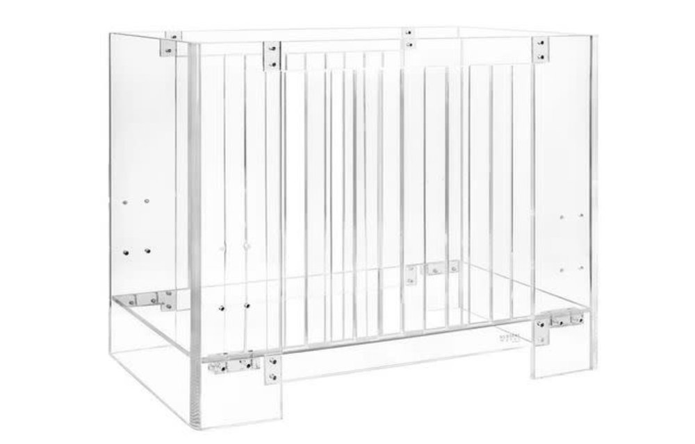 Nursery Works Vetro Crib Mini Size In Clear With Pure Mini Crib Mattress