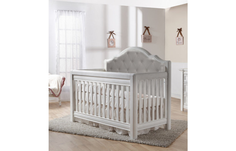 Pali Furniture Cristallo Forever Crib In Vintage White With Grey Vinyl
