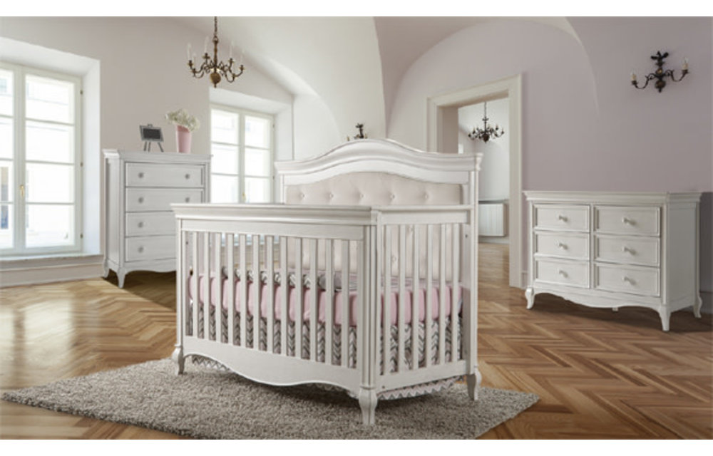 Pali Furniture Diamante Forever Crib In Vintage White With Fabric