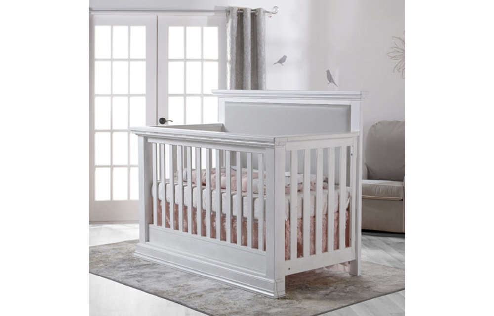 Pali Furniture Modena Forever Crib In Vintage White With Grey Vinyl
