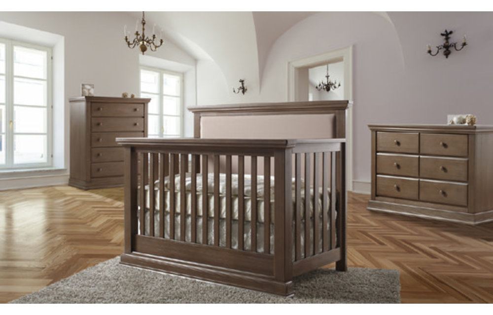 Pali Furniture Modena Forever Crib In Distressed Desert With Taupe Fabric